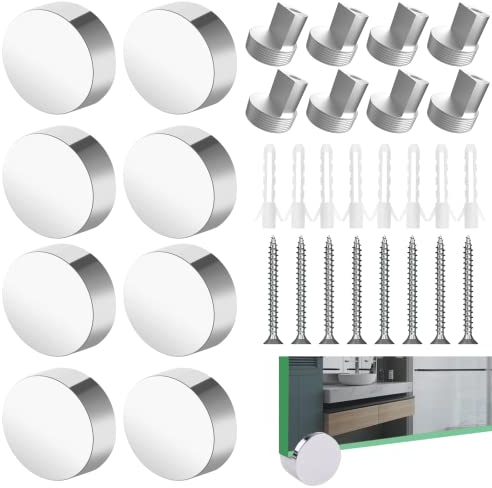Lot de 8 supports de miroir, distance du mur de 0 mm, support de miroir mural, clip en verre pour accrocher une enseigne en acrylique, universel pour plaques de 2,5 à 6 mm d'épaisseur