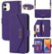 Cavor Case compatible with iPhone 12 Mini Phone Case With Strap,Crossbody Flip Leather Wallet Case,[5 Card Holder][Mirror][Magnetic],Lanyard Case Cover for women - Purple