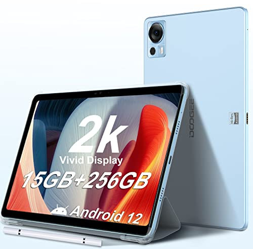 DOOGEE T20 Tablet 10.4 inch, 15GB (8+7GB) RAM+256GB ROM/1TB, 2000×1200 FHD+ 2K Display, Octa-Core, 8300mAh, Android 12 4G LTE Dual SIM Tablets, TÜV Certified, Widevine L1, 16MP+8MP, WiFi,Type C, Blue