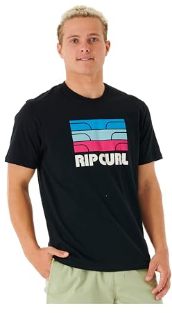 Rip Curl Herren Surf Revival Waving Tee T-Shirt Top schwarz, Schwarz, S 7-9