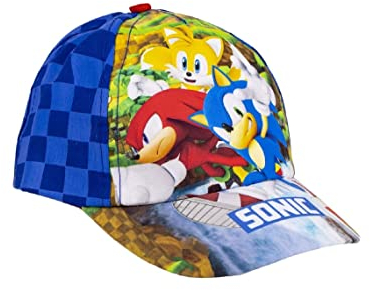 Cappello con Visiera Curva di Sonic - Blu - Da 4 e 8 Anni - Con Ricami della Collezione - Berretto per Bambini con Strappo sul Retro Regolabile - Prodotto Originale Ideato in Spagna