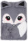 NUOBESTY Plüsch-Notizbuch Flauschiges Schreibbuch Cartoon-Tier Plüsch-Tagebuch Kindertagebücher Zum Schreiben Zeichnen Geburtstag Weihnachtsgeschenke Grauer Fuchs