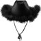 Hut mit Feder, Karneval Kostüm Cowboyhut für Frauen Mädchen, flauschiger Federrand, Erwachsenengröße, Cowboyhut mit Federn für Kostümparty, Spiel-Anzieh-Outfits für Frauen Party Rollenkostüm Geschenk