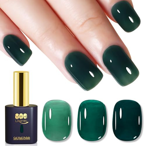 YTD Likomey UV Gellack Nagellack Gel,15ml Nude Smaragdgrün Transluzent Türkis Jelly Soak Off Nagelgel Maniküre Gel Polish,LS324