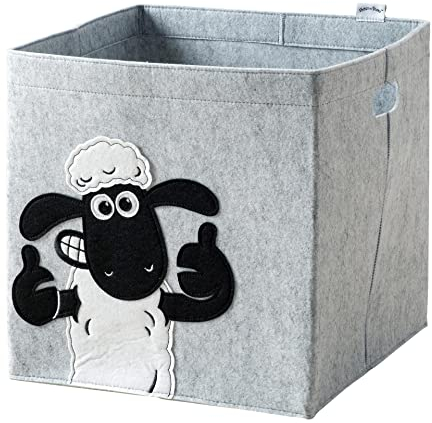 LIFENEY meets Shaun das Schaf Aufbewahrungsbox für Kinder – Filz-Box mit dem kultigen Schaf zum Verstauen von Spielzeug – 33 x 33 x 33 cm passend für klassische Würfelregale