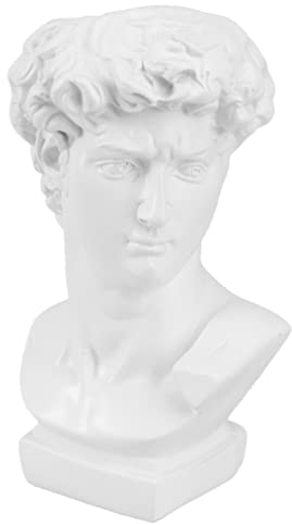 STOBOK Pencil Pot Greek Bust Sculpture David Bust Makeup Brush Holder Resin Pen Holder for Desk Office Organizer Stationary Decor Black Decor