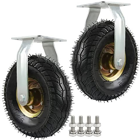 Industrierollen 2 Stück Rollen Ø 150mm 200mm 250mm Luftreifen 5mm Metallplatten Lenkrollen Bockrollen Schwerlast Räder, Rollen Gummi Für Plattformwagen Mit Schrauben, Geräuscharme Rollen ( Color : Fix