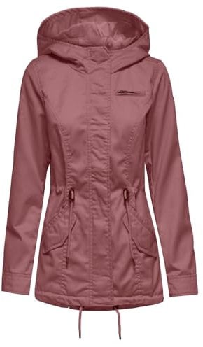 ONLY Damen Übergangs-Jacke ONLLorca Canvas Parka mit Kapuze 15216452, Rose Brown,S