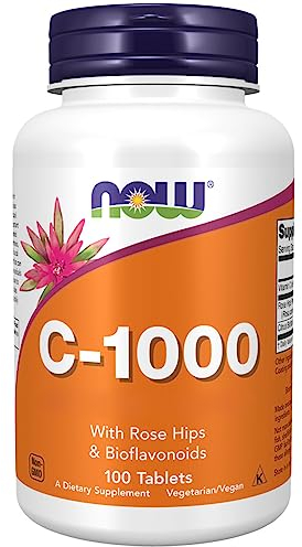 Now Foods, C-1000, Vitamin C, 1000mg, L-Ascorbic Acid, with Rosehip, 100 Vegan Tablets, Lab-Tested, Gluten Free, Vegetarian, Soy Free, Non GMO
