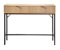 Calicosy - Console 2 Tiroirs - Façade Effet Bois Rainuré - Panneaux De Particules - Structure Tubes Métal Noir - Entrée, Couloir, Salon - Style Industriel - L 100 x P 35 x H 80 cm