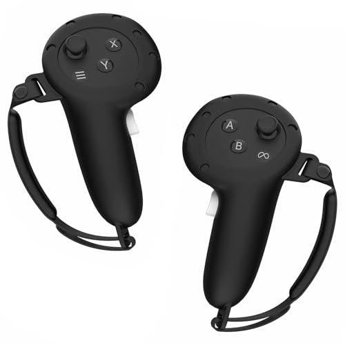 Geekria Silikon-Controller-Abdeckung, kompatibel mit Meta Quest 3, Anti-Wurf-Griffhülle, mit verstellbarem Handgelenkknöchel und Signalloch, VR-Touch-Controller-Griffabdeckung (Schwarz/1 Paar)