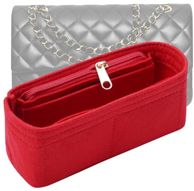 LOUKAYCCI Geldbörsen-Organizer-Einsatz für Chanel Classic Flap S Bag Organizer Einsatz Handtasche (rot, klein)