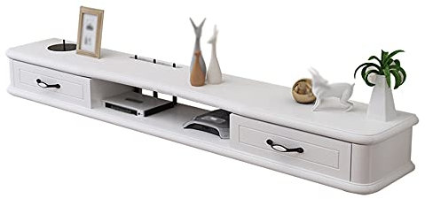 Kamnik Meuble TV Suspendu, Meuble TV Mural de Rangement pour Routeur Décodeur avec Trou de Câble, Présentoir Mural de Fond de Salon de Chambre à Coucher/Blanc / 120 cm