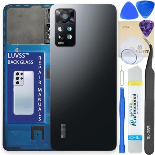 LUVSS Vitre Arrière pour Xiaomi Redmi Note 11 Pro 5G Noir Coque Cache Batterie avec Lentille de Caméra, Adhésifs, Kit Outils, Guide De Réparation