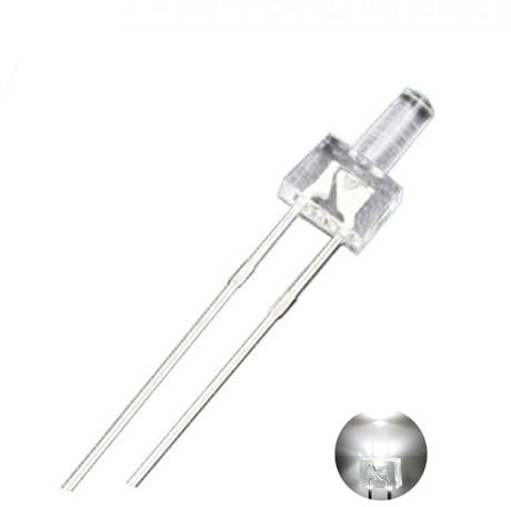 Vrabocry 100-pcs 2mm Weiß Rot Grün Blau Gelb Flache Top LED Diode Lichter Helle Beleuchtung Birne Lampen Elektronik Komponenten Indikator Licht Emitting Dioden (Klare Weiß)