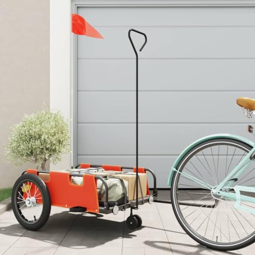 CIADAZ Fahrradanhänger Orange Oxford-Gewebe und Eisen, Fahrrad Anhänger, Lastenanhänger, Handwagen, Fahrrad-lastenanhänger, Lastenfahrrad - 94187