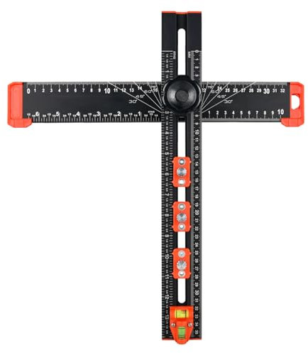 NS juvyig 2-in-1 Bohrpositionierungslineal, Schrank-Hardware-Vorrichtung (schwarz, 35 cm)