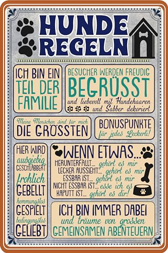 30 x 20 cm – Wetterfestes Hundeschild, Hunde Deko Regeln Schild, Lustiger Spruch für Hundebesitzer (Hunderegeln)