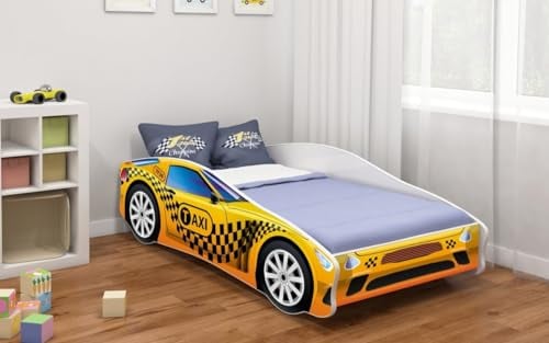 Luxusbetten24 Kinderbett Car mit verschiedenen Motiven Taxi 140x70