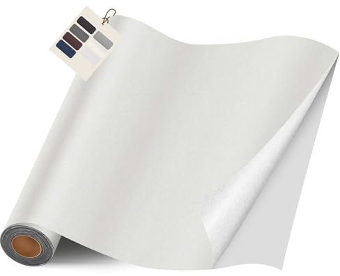 Leder kunstleder selbstklebend, 40 x 400cm leder reparatur set, Leder Reparatur Kit für Möbel, Sofa, Autositze, Taschen, Leder Reparatur und Renovierung(Glatt Elfenbeinweiß)
