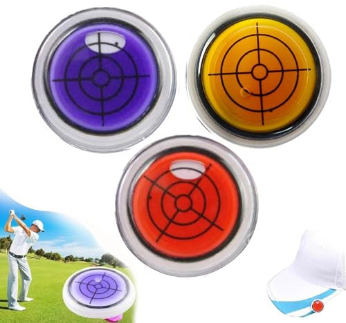 Anjoize Golf Ball Marker Round Cap Clip Mark With Level Function, Golf Ball Marker Round Cap, Golf Hat With Magnetic Ball Marker, Golf Ball Line Marker Tool Accessories (3PCS* C)