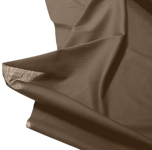 TOLKO Sommer Batist Stoff aus Baumwolle | zarter Nesselstoff als Modestoff Kleiderstoff Dekostoff | Bauwollstoffe Stoffe zum Nähen Meterware Baumwolle zum Dekorieren (Braun)