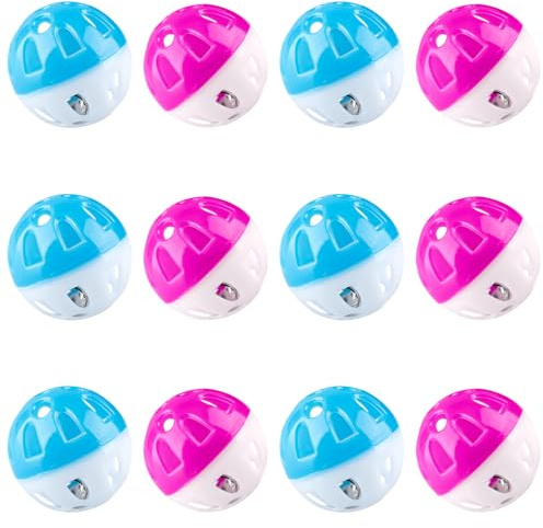 Luckious 12 PCS Cat Bell Toy Ball – Interactive Motion-Activated Jingle Ball for Cats – Lightweight and Colorful Pet Toy for Indoor Play – Engaging and Durable Design