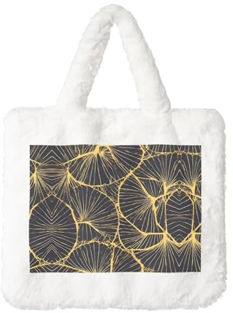 Golden Leaf Plüsch Handtasche für Frauen - Perfekt für Schlüssel, Lippenstift und mehr - Ideales Geschenk für Weihnachten, Valentinstag