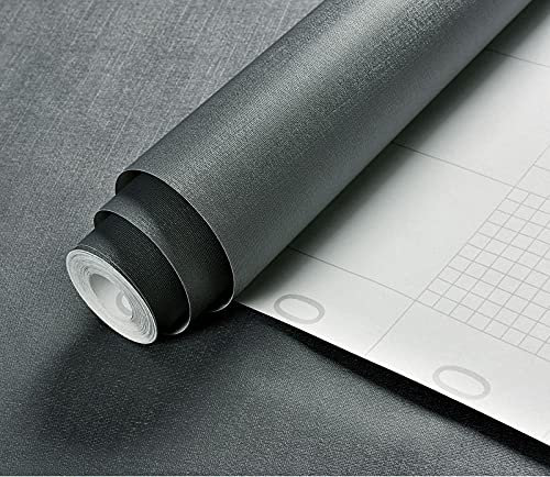 Papier peint épais en PVC gris foncé facile à enlever pour rénover les plans de travail 60 x 500 cm