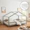 [en.casa] Kinderbett Treviolo mit Matratze 120x200cm Hausbett Holzbett für Kinder mit Rausfallschutz Bettgestell mit Lattenrost Spielbett Kiefernholz Grau