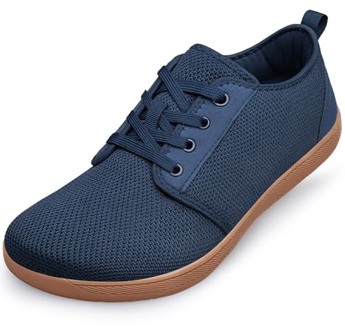 PQKDM Wide Barefoot Shoes Mens Trainers Minimalist Shoes Womens Wide Toe Box Barefoot Running Trainers Zero Drop Trail Running Trainers Unisex Walking Outdoor Navy Blue Size 9