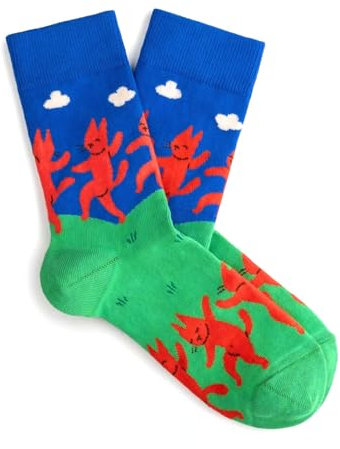 Dodo socks - Lustige Bunte Socken aus Baumwolle – Unisex für Damen, Herren – Große Auswahl an Funny Motiven – Premium Qualität (42-43, Dance Сats)