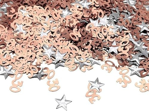 Happy 30th Birthday Confetti 30g 30th Anniversary Glitter Foil Table Scatter Decorations Sequins for 30 Years Birthday Table Confetti Party Decoration Rose Gold Silver