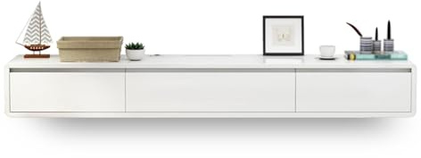 GAOAZHEN Mueble de TV Flotante Moderno, Consola Multimedia de Pared con 2 cajones, Mueble de TV para Apartamentos pequeños, Estante Flotante para Guardar Debajo del televisor (Blanco, 120 cm)