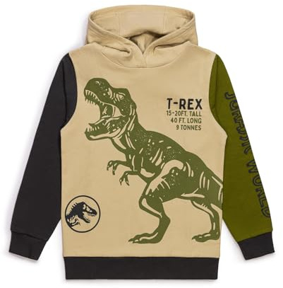 Jurassic World Jungen Dinosaurier Hoodie - Offizieller T-Rex Sweatshirt Pullover, 100% Baumwolle Pullover Top, Kinderkleidung Alter 4-5 bis 9-10 Jahre