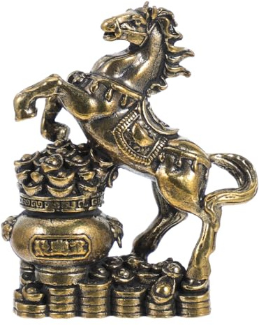 PartyKindom Messing Pferdefigur Chinesisches Pferd Miniatur Figur | Farbgebung in Goldfarben, Geordnete Platzierung zwischen zwei Einsätzen, Aufbewahrung getrennt von kantigem losem Zubehör