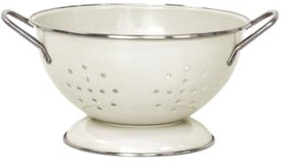 Cestello scolapasta multiuso in acciaio inox con manico, a prova di goccia, autodrenante per verdure (bianco)