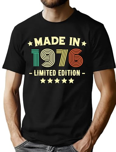 VVNTY 50th Birthday T-Shirts Men Made in 1976 Graphic Shirt Mens Vintage 50th Birthday Gifts