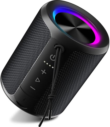 Ortizan Mini Speakers With Led Light, Louder Volume & Enhanced Bass, IPX7 Waterproof, 30H Playtime, Durable Loud Outdoor Speaker for Travel, Sport
