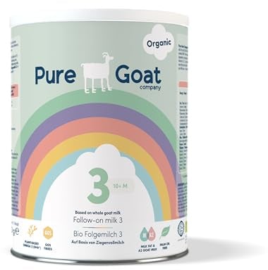 Pure Goat Company Organic Follow-On Formula Stage 3 (10+ Months) | Full-Cream Goat’s Milk, GOS Fibres, DHA | Palm Oil & Soy Free | Organic Growing-Up Milk Powder – 400g