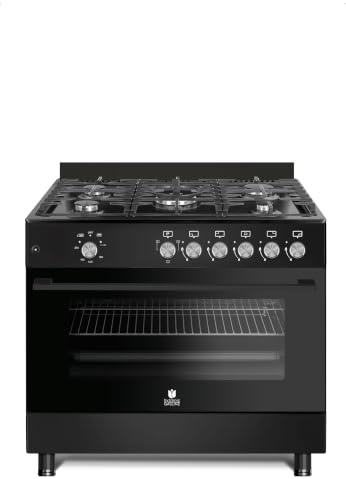 Gasline Gas-Standherd GAG90GOINNB Schwarz Matt 90 cm mit Gasbackofen, 5 leistungsstarken Brennern Erdgas 20mBar LPG 50mBar