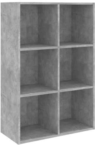 Générique Bibliothek, Grau, Beton, 66 x 30 x 98 cm, Holz, Ingenieurwesen | 6 Fächer, vielseitig, einfach zu montieren, Reinigung mit feuchtem Tuch, Wohnzimmer, Büro