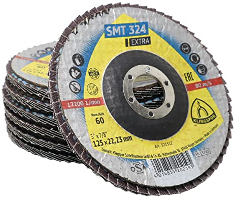 (10 Discs) Klingspor 125MM 60g Zirconium Sanding Flap Disc Stainless Steel Zircon