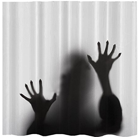 Milya Duschvorhang Antischimmel, Polyester Wasserdicht Duschvorhang, Horror Thriller Blutiger Schatten Drucken Gemustert mit Ringe, 180 x 200cm