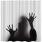 Milya Duschvorhang Antischimmel, Polyester Wasserdicht Duschvorhang, Horror Thriller Blutiger Schatten Drucken Gemustert mit Ringe, 180 x 200cm