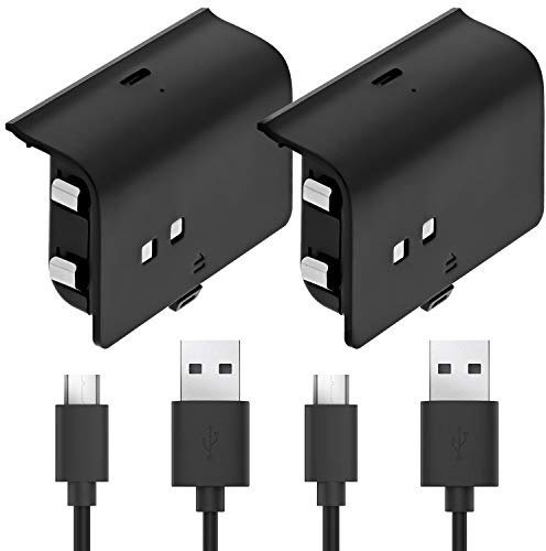 Fosmon Rechargeable Battery Pack Compatible with Xbox One/One X/One S Elite (Not For Xbox Series X/S 2020) Controller (2 Pack), Fits Charging Dock C-10659 / C-10709 / C-10738 / C-10751 - Black