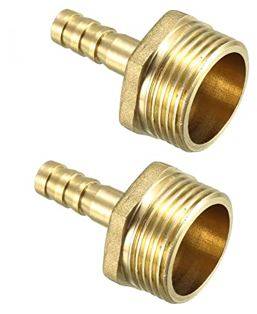 sourcing map 2 Stück Messing Schlauchanschlussstück Schlauchverbinder 8,5 mm Widerhaken X G3/4-Außengewinde