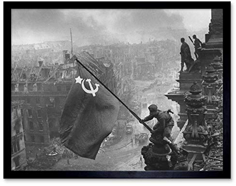 Fine Art Prints Artery8 Khaldei-Krieg, Zweiter Weltkrieg, UdSSR-Flagge über dem Reichstag Gerahmter Druck 30x40 cm
