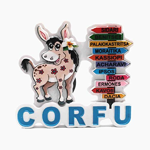 Straßenschild Stil Korfu Griechenland 3D Kühlschrank Magnet Souvenir Geschenk Haus & Küche Dekoration Magnetaufkleber Kühlschrank Magnet Kollektion