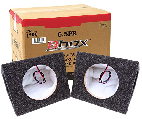 Bbox Pro Audio Tuned 6.5 Speaker Enclosure - Premium Sound & Bass Enhancement - Nickel Terminals - Car/Truck Ready - 18 Gauge Audio Cables - Set of 2 (Charcoal)